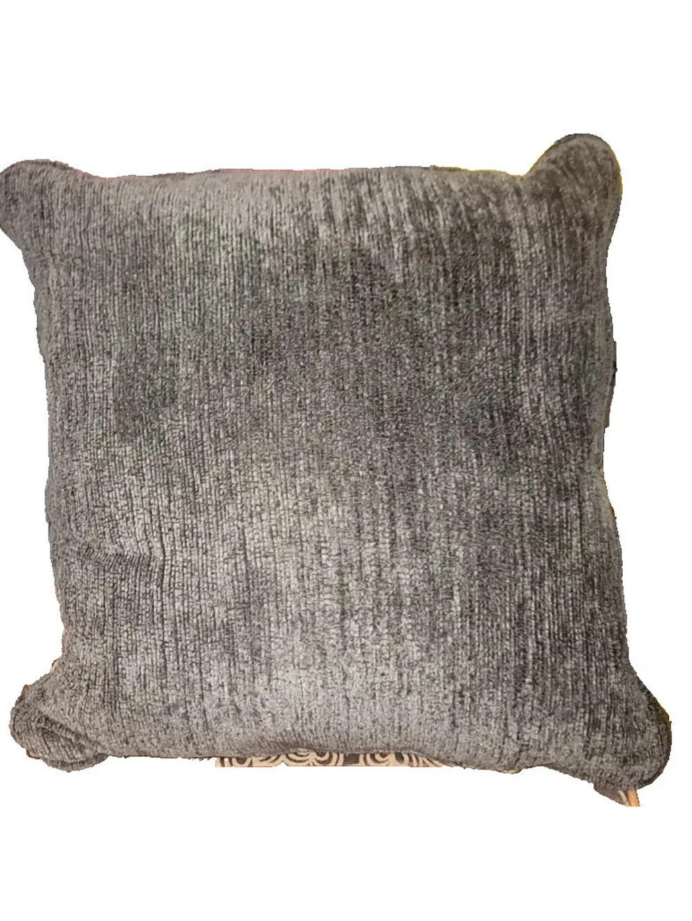ASHLEY FURNITURE BALLINASLOE DARK GRAY BACK GEOMETRIC DESIGN THROW PILLOW